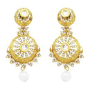 Jheel Gold Plated Austrian Stone Pearl Drop Dangler Earrings - 2900253B