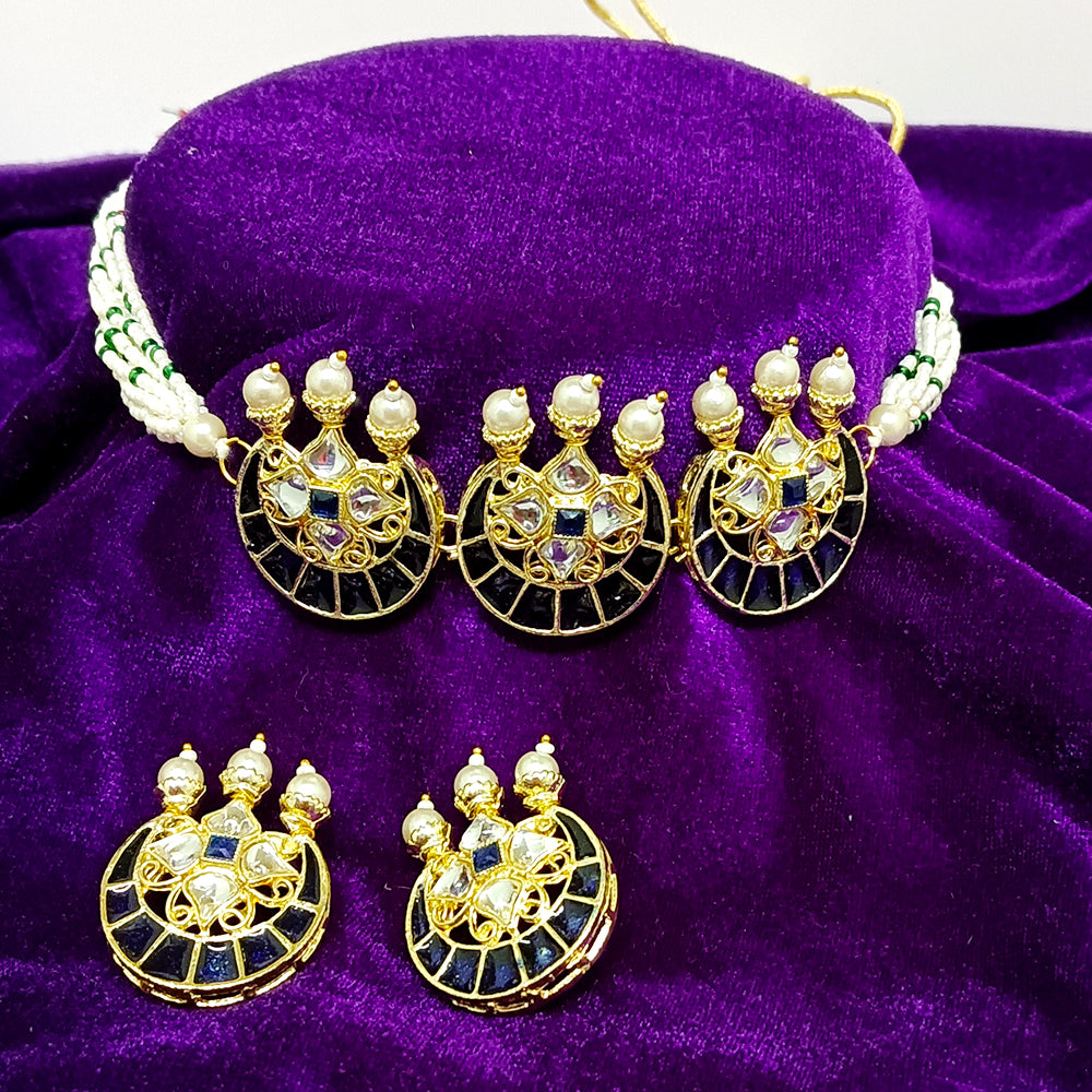 Midas Touch Gold Plated Kundan & Meenakari Necklace Set