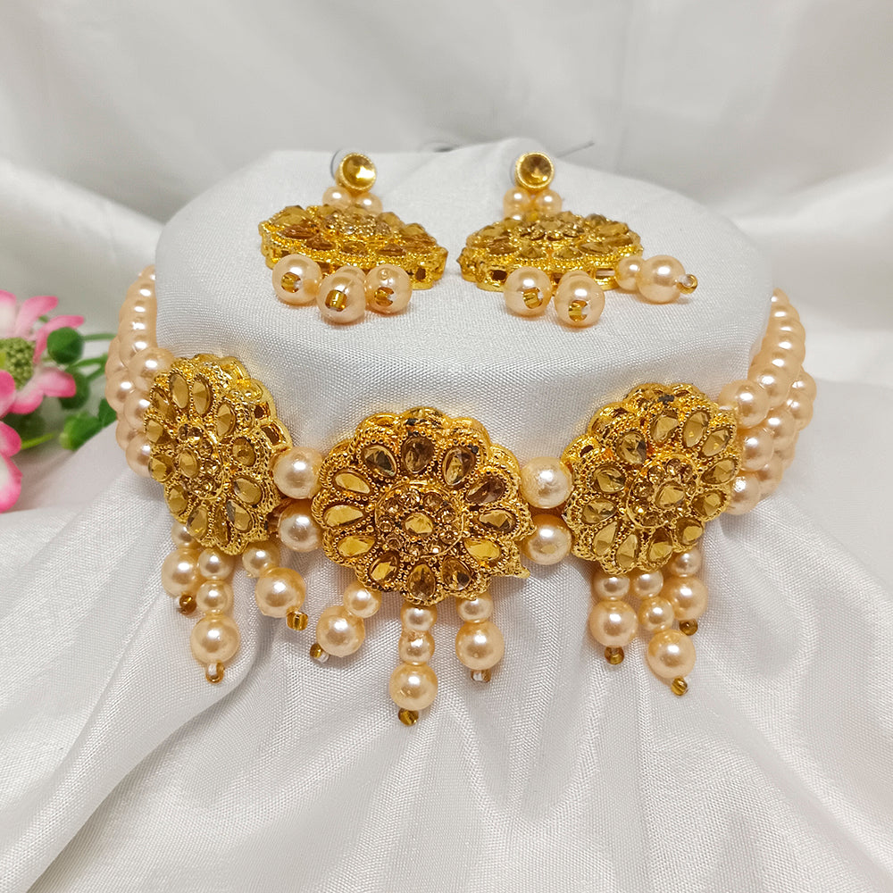 Midas Touch Kundan Stone Gold Plated Necklace Set