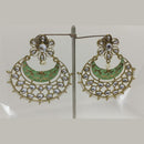 Midas Touch Gold Plated Green Meenakari And Kundan Dangler Earrings - 30120