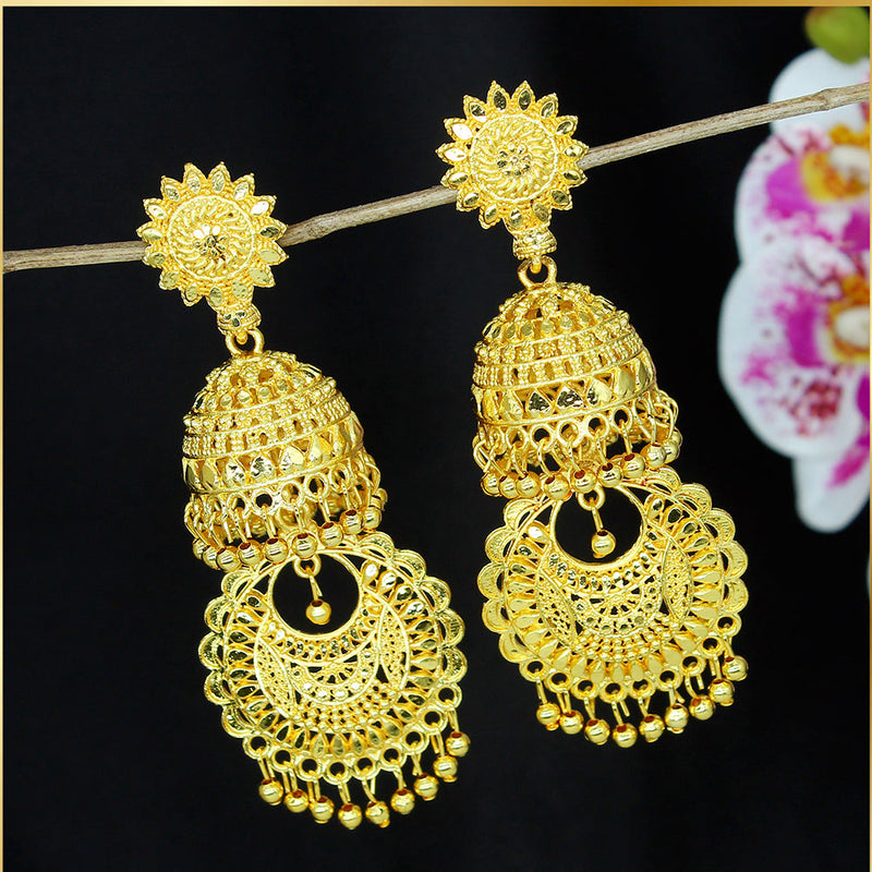 Mahavir Dye Gold Jhumki Earrings