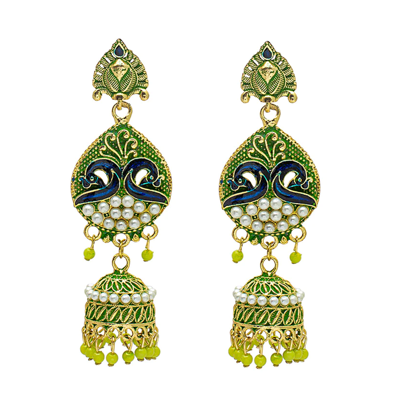 Mahavir Gold Plated Beads Jhumki Earrings