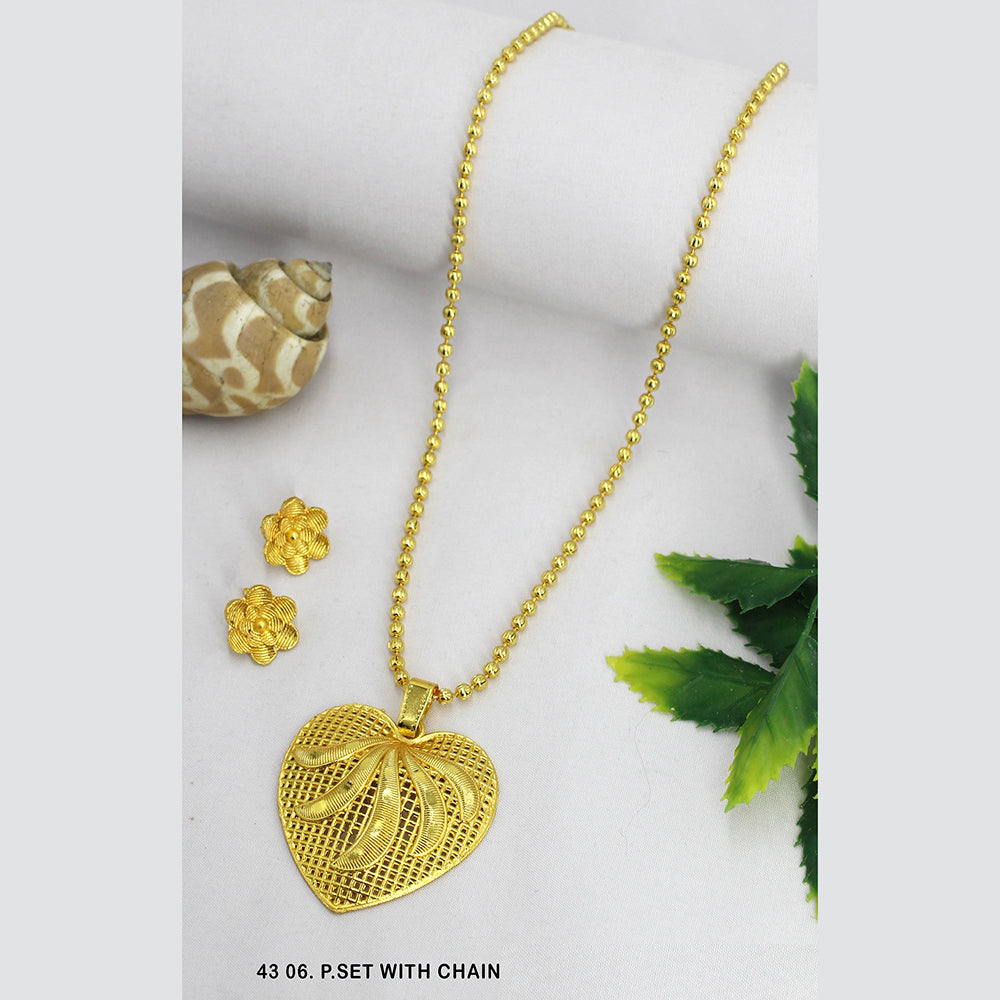 Mahavir Gold Plated Chain Pendant Set