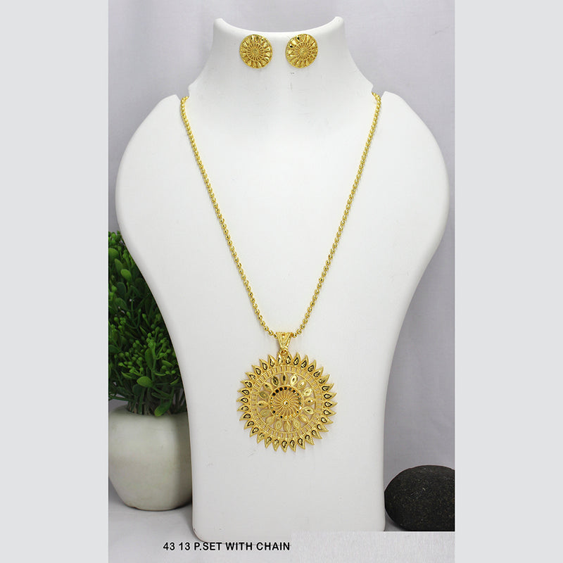 Mahavir Gold Plated Chain Pendant Set