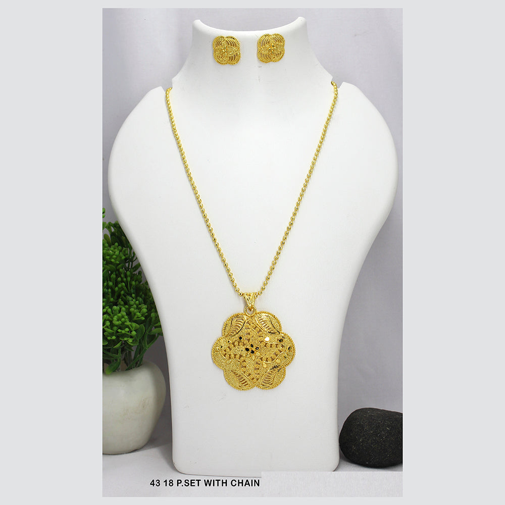 Mahavir Gold Plated Chain Pendant Set