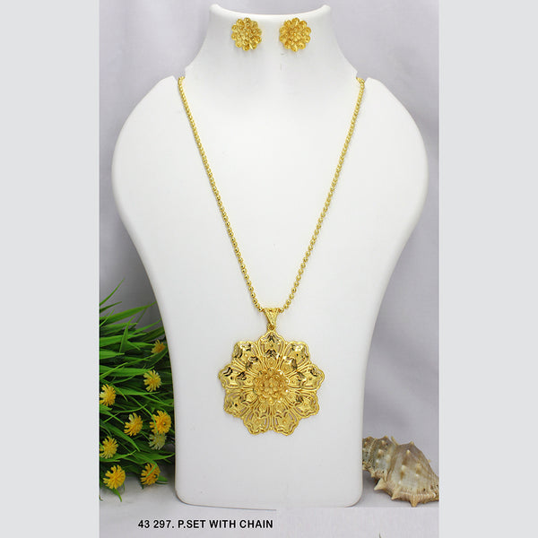 Mahavir Gold Plated Chain Pendant Set