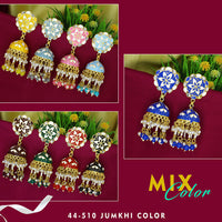 Mahavir Gold Plated Meenakari Jhumki Earrings