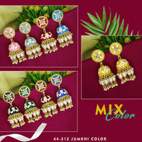 Mahavir Gold Plated Meenakari Jhumki Earrings