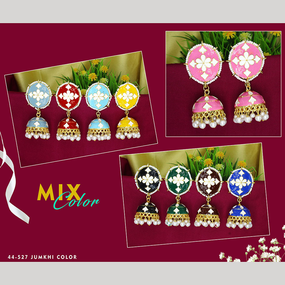 Mahavir Gold Plated Meenakari Jhumki Earrings