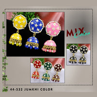 Mahavir Gold Plated Meenakari Jhumki Earrings