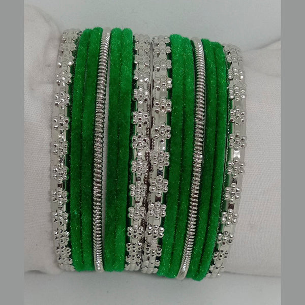 Shree Asha Bangles 14 Pieces in single bangle and Pack Of 12 Green Color bangles Set