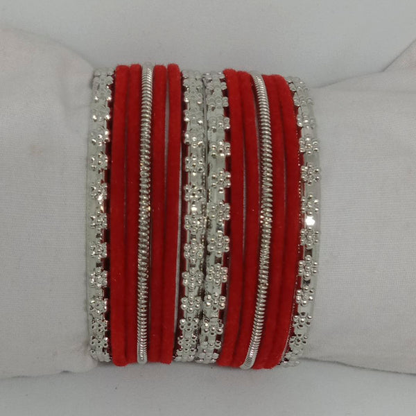 Shree Asha Bangles 14 Pieces in single bangle and Pack Of 12 Red Color bangles Set