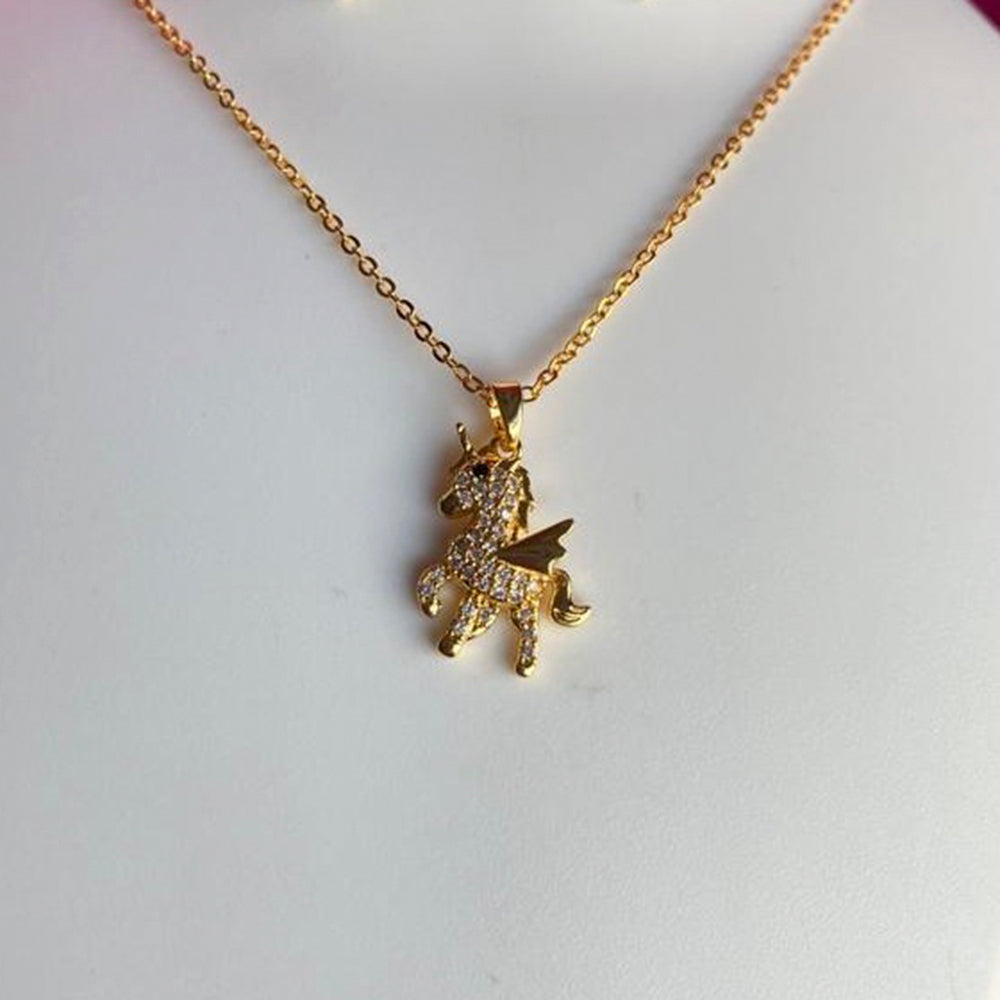 Mahavir Ad Stone Gold Plated Chain Pendant