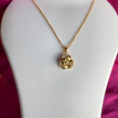 Mahavir Ad Stone Gold Plated Floral Revolving Chain Pendant