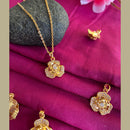 Mahavir Ad Stone Gold Plated Floral Revolving Chain Pendant