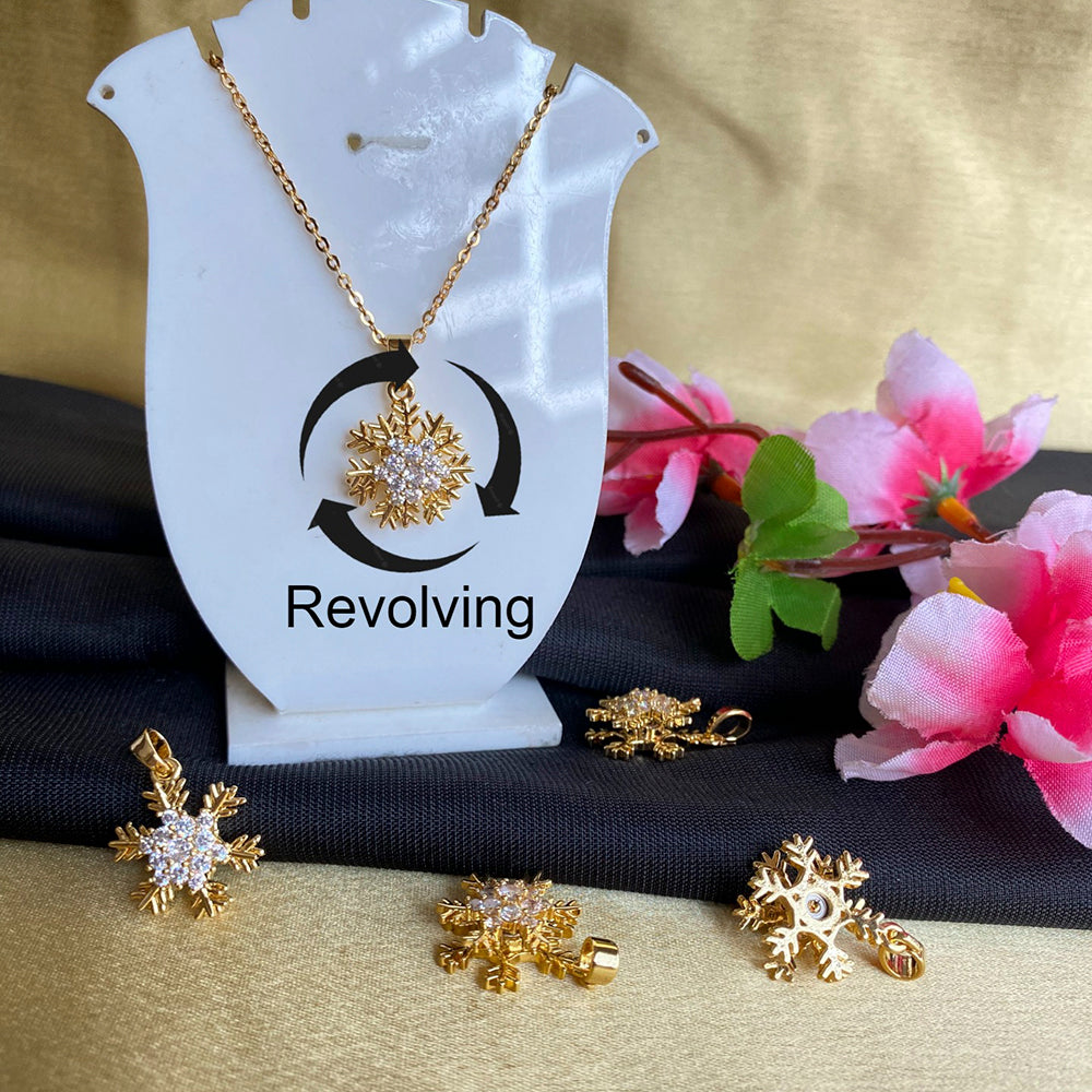 Mahavir Ad Stone Gold Plated Revolving Chain Pendant