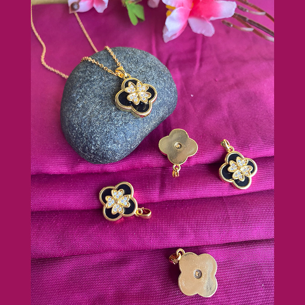 Mahavir Ad Stone Gold Plated Revolving Chain Pendant