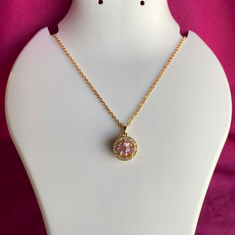 Mahavir Ad Stone Gold Plated Revolving Chain Pendant