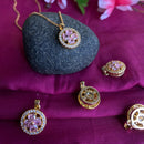 Mahavir Ad Stone Gold Plated Revolving Chain Pendant