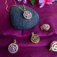 Mahavir Ad Stone Gold Plated Revolving Chain Pendant