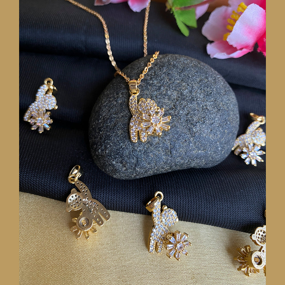 Mahavir Ad Stone Gold Plated Revolving Chain Pendant