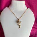 Mahavir Ad Stone Gold Plated Revolving Chain Pendant