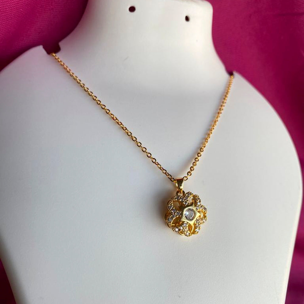 Mahavir Ad Stone Gold Plated Revolving Chain Pendant