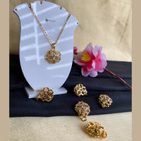 Mahavir Ad Stone Gold Plated Revolving Chain Pendant