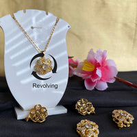 Mahavir Ad Stone Gold Plated Revolving Chain Pendant
