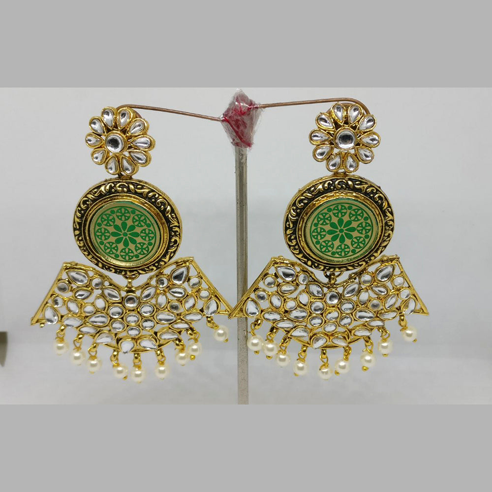 Midas Touch Gold Plated Meenakari And Kundan Dangler Earrings