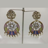 Midas Touch Gold Plated Pink Meenakari And Kundan Dangler Earrings - 60261