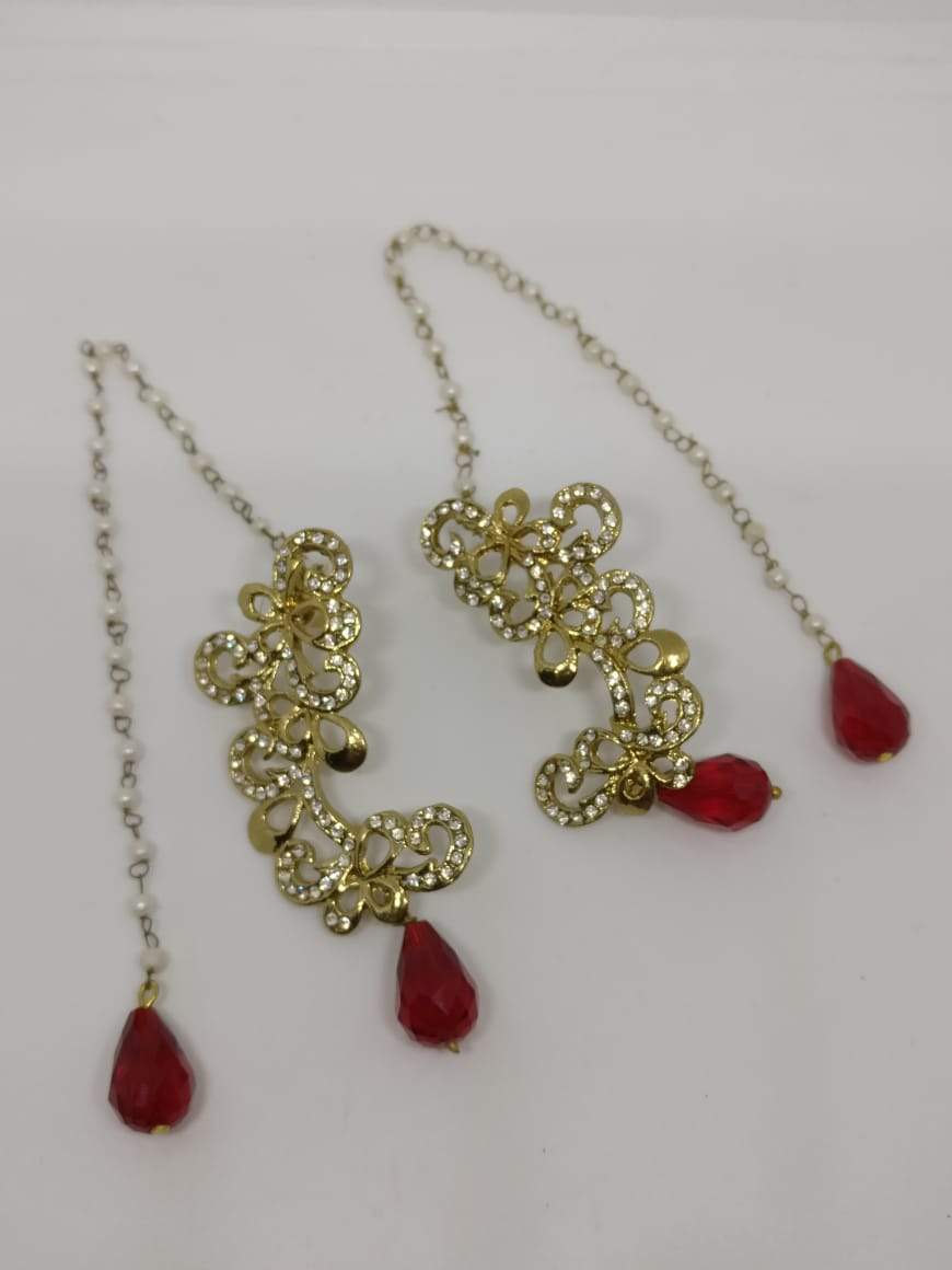 Midas Touch Austrian Stone Red Kanchain Earrings