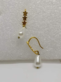 Midas Touch Gold Plated Star White Pearl Earrings