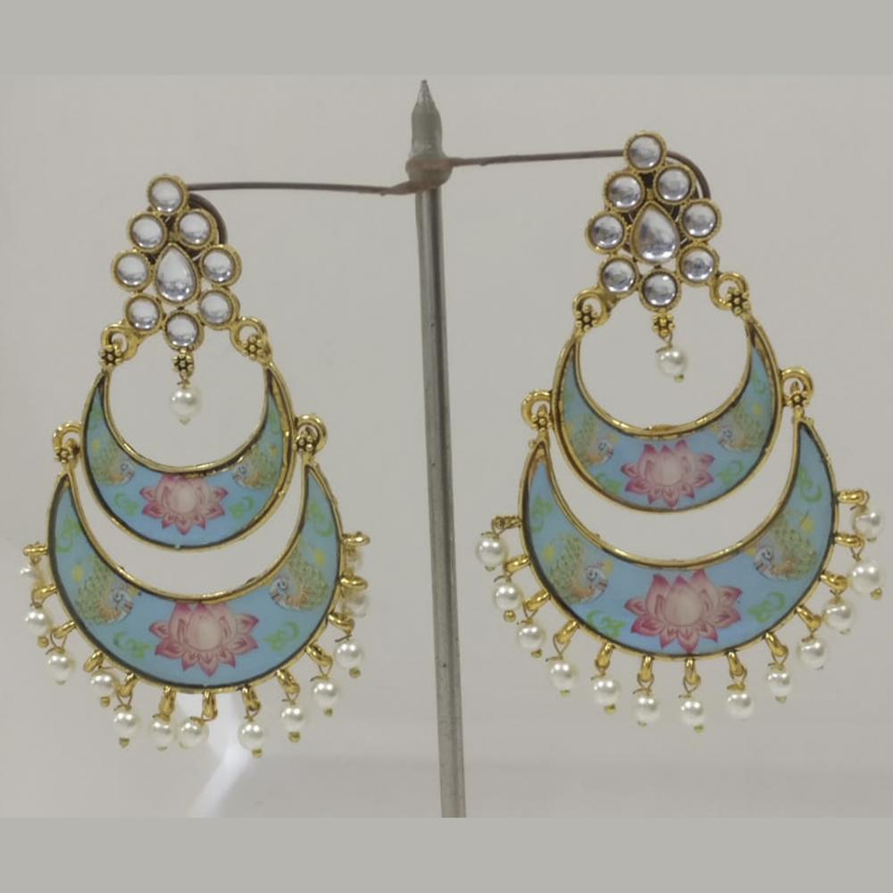 Midas Touch Gold Plated Pink Meenakari And Kundan Dangler Earrings - 90264