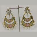 Midas Touch Gold Plated Pink Meenakari And Kundan Dangler Earrings - 90264