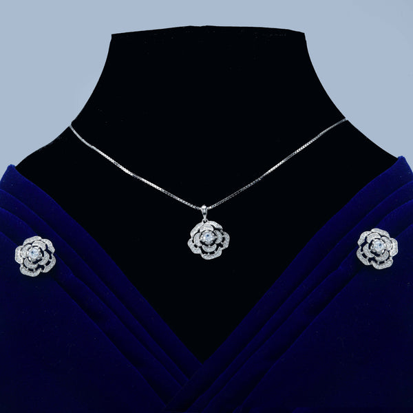 Nipura 925 Silver Rose Pendant-set  (Whithout Chain)
