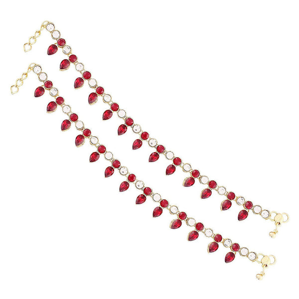 Etnico Gold Plated Kundan & Stone Studded Payal/Anklets for Women & Girls (A011R)