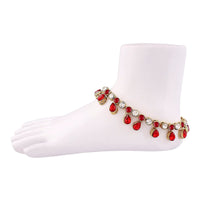 Etnico Gold Plated Kundan & Stone Studded Payal/Anklets for Women & Girls (A011R)
