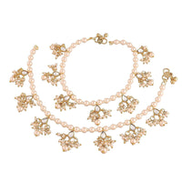 Etnico Gold Plated Kundan & pearl Studded Adjustable Bridal Anklets/Payal For Women/Girls (A040W)