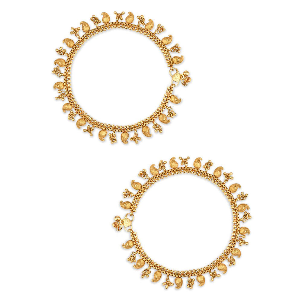 Etnico Traditional Gold Plated Ghungroo Payal Anklet For Girls & Women (A047FL)
