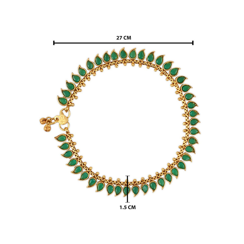 Etnico Gold Plated Traditional Stone Studded Adjustable Anklets/Payal For Girls & Women (A050G)
