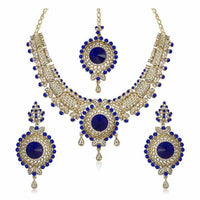 Kriaa Austrian Stone Gold Plated Necklace Set With Maang Tikka - 1105311