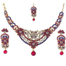 Kriaa Austrian Stone Necklace Set With Maang Tikka - 1105316