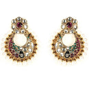 Kriaa Kundan Gold Plated Stone Chandbali Earrings - 1300229