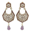Kriaa Purple Austrian Stone Gold Plated Dangler Earrings - 1300907