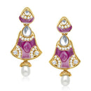 The99Jewel Kundan Meenakari Gold Plated Dangler Earrings - 1304523