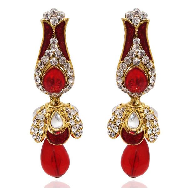 The99Jewel Red Kundan Austrian Stone Meenakari Pack Of 6 Jhumki Earrings - 1304808