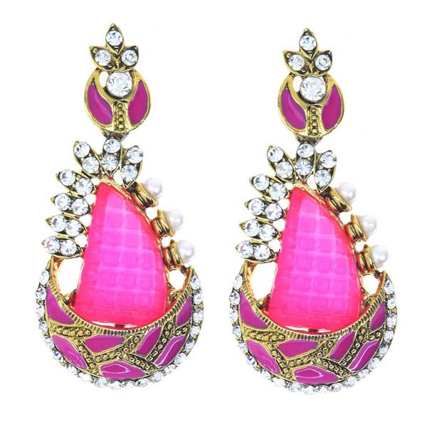 Kriaa Austrian Stone Meenakari Gold Plated Dangler Earring - 1306220