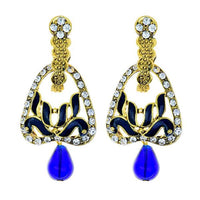 Kriaa Stone Meenakari Drop Gold Plated Dangler Peacock Earring