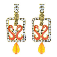 Kriaa Stone Meenakari Drop Gold Plated Dangler Peacock Earring